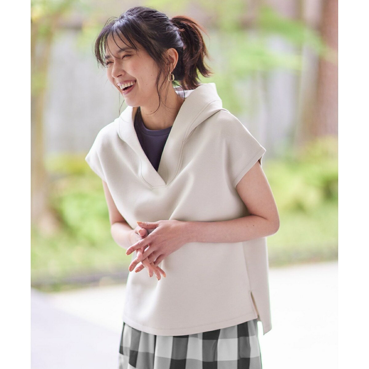 【洗濯機可】ダンボールフレンチスリーブ パーカー／エニィ（any FAM）