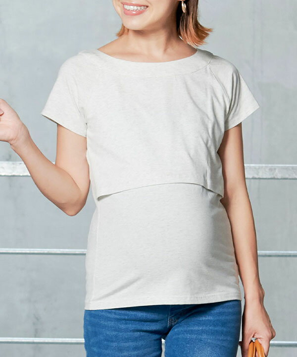 ラウンドネック Tシャツ 半袖 (授乳対応/レディース/マタニティ)/スウィートマミー(SWEET MOMMY)