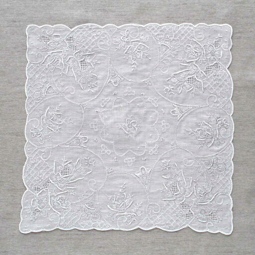 【29×29cm】スワトウ 手刺繍ハンカチーフ(レディース)(SWATOW)/ブルーミング(BLOOMING) 【29×29cm】スワトウ 手刺繍ハンカチーフ(レディース)(SWATOW)/ブルーミング(BLOOMING)