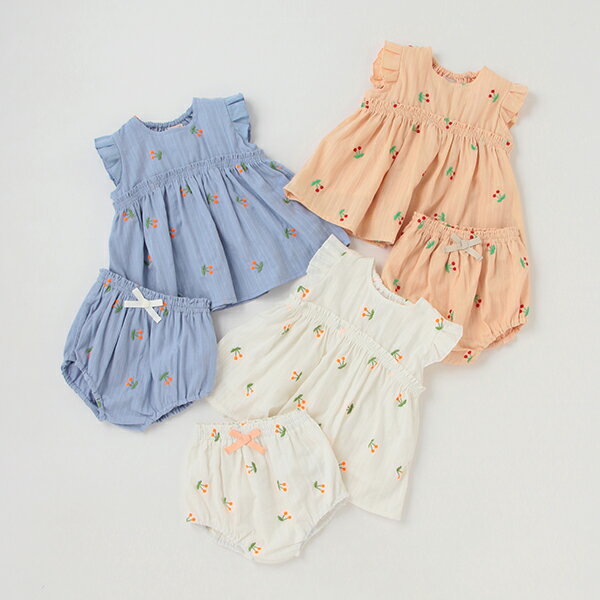 【抗菌防臭】チェリー刺しゅうセットアップ／プティマイン（petit main）のサムネイル