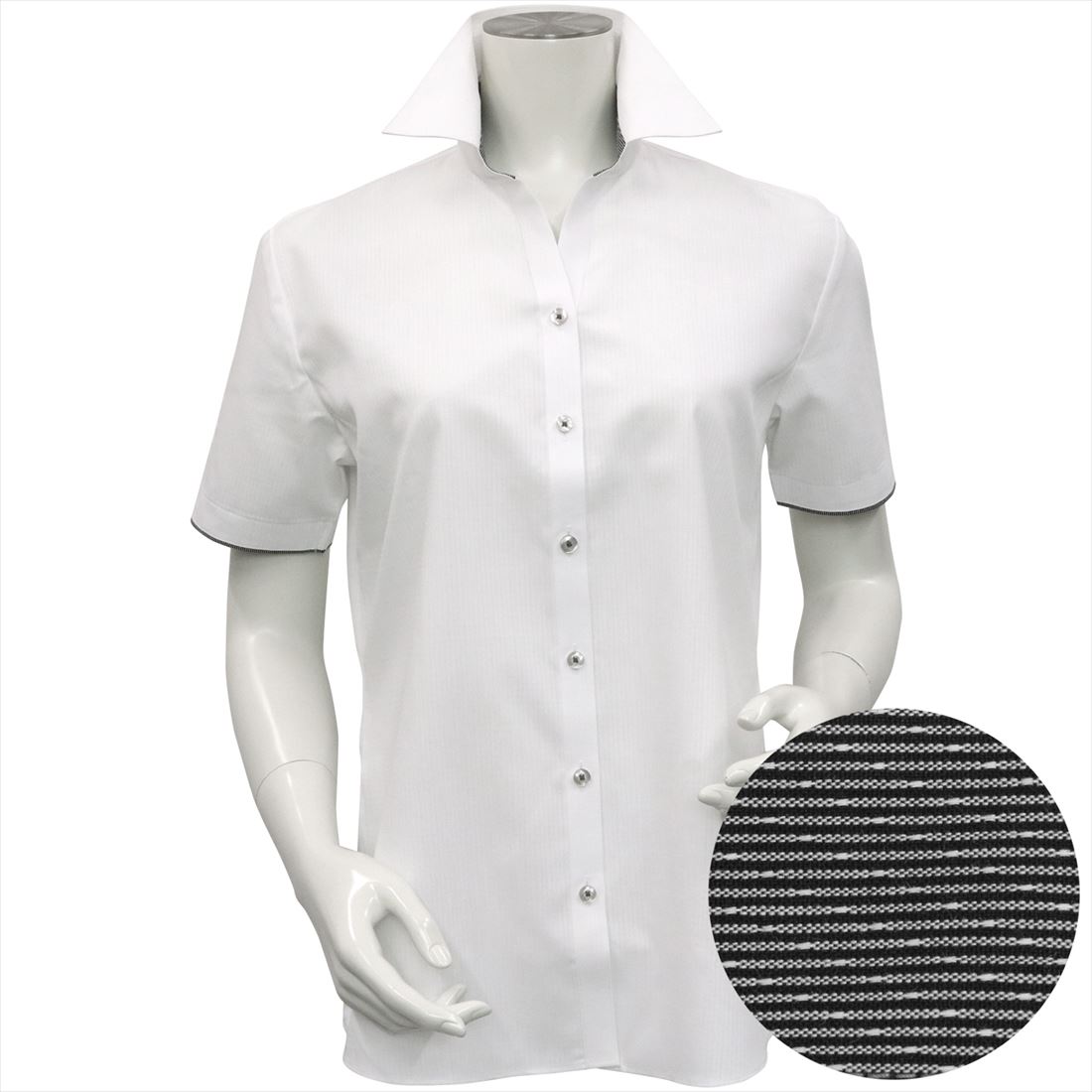 【透け防止】 スキッパー衿 半袖 形態安定 レディースシャツ／ブリックハウス（BRICKHOUSE）