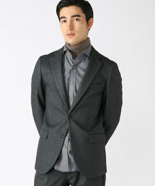 《吸湿発熱ダウンファブリック》チェック柄高機能ストレッチジャケット／セットアップ対応／ビジカジ／ON／クラウデッドクローゼット（CROWDED CLOSET）