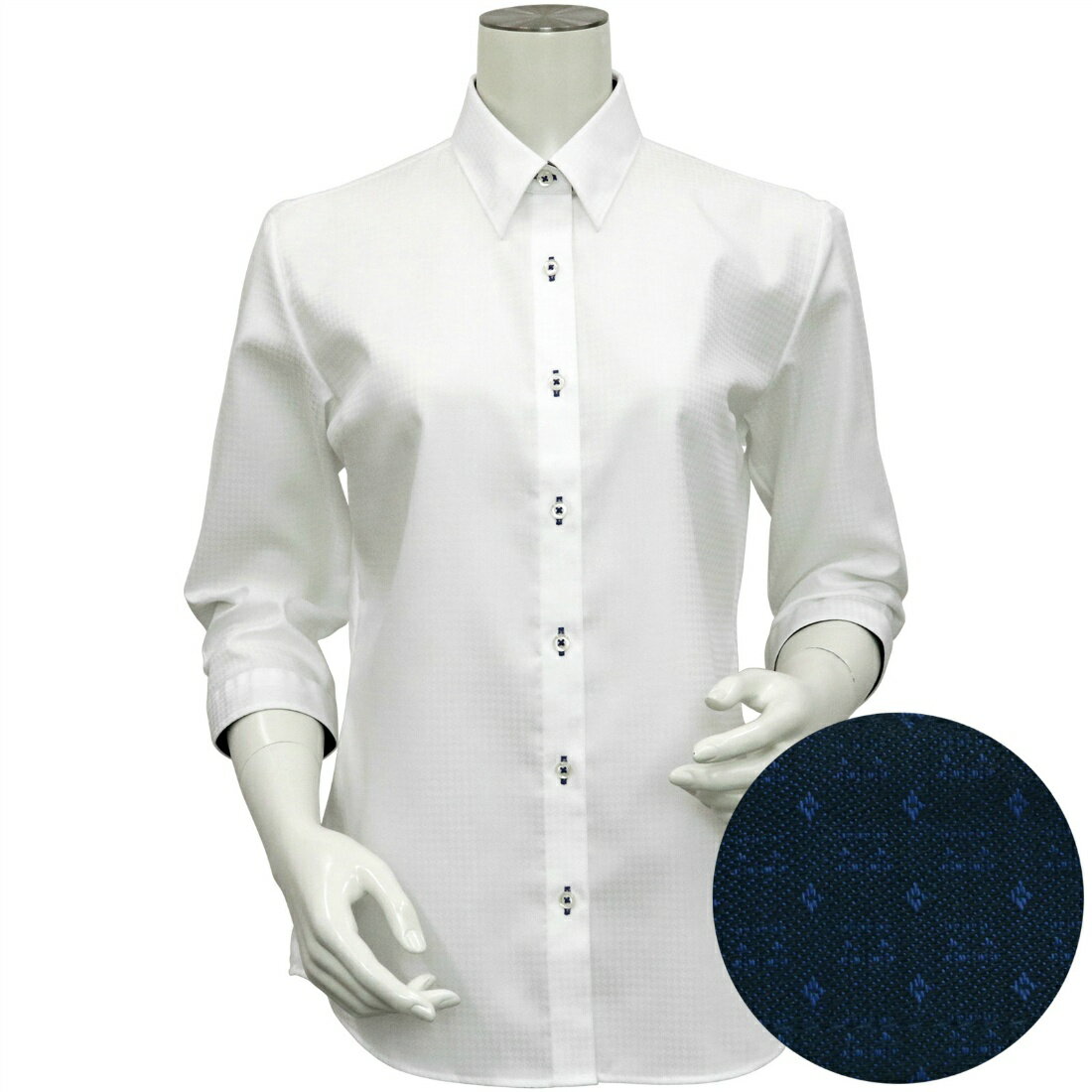 形態安定 レギュラーカラー 七分袖 レディースシャツ 綿100%／ブリックハウス（BRICKHOUSE）