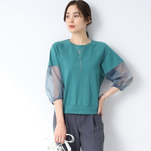 【洗える日本製トレンド!】シースルー袖ラグランカットソー／インディヴィ（INDIVI）のサムネイル