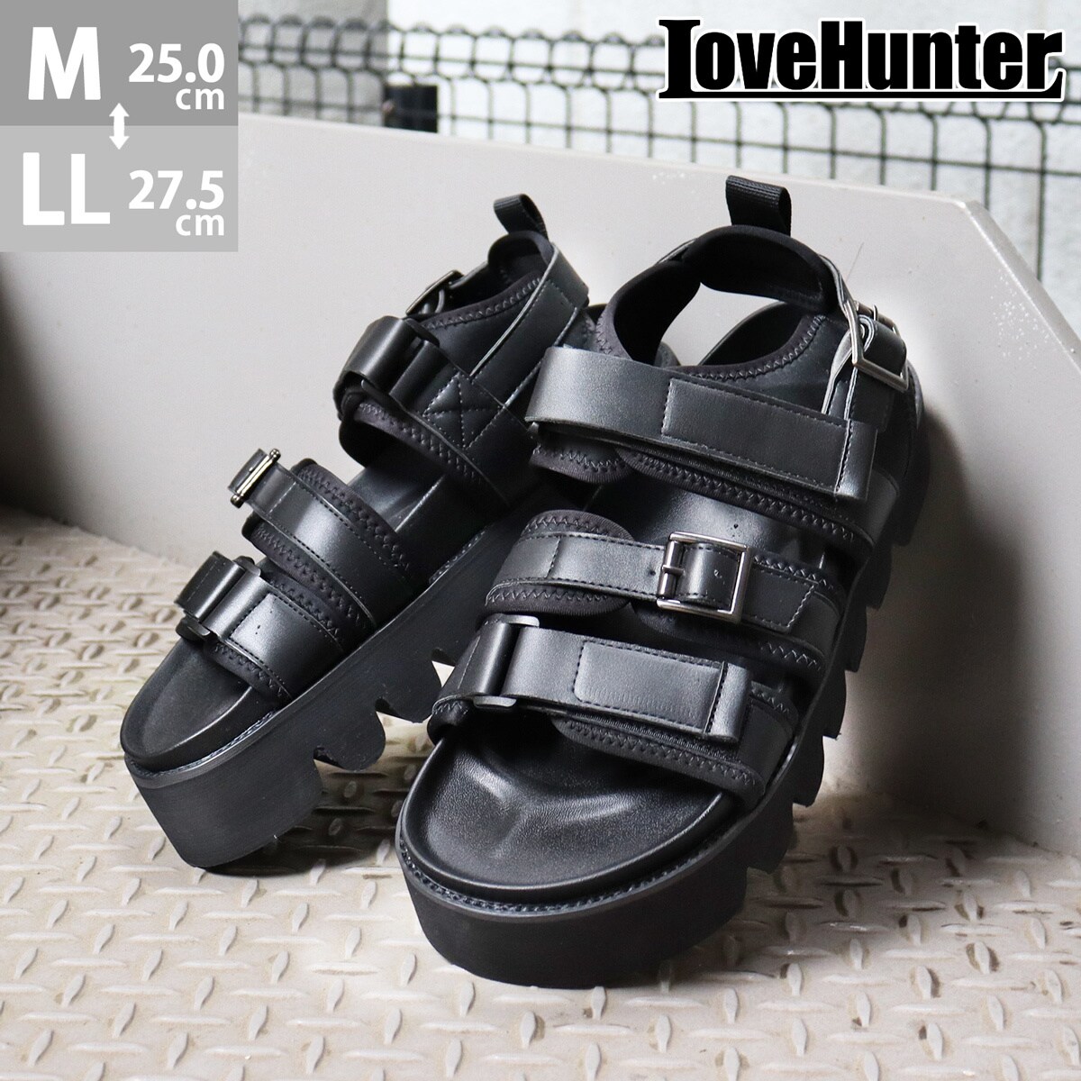 러브 헌터 LoveHunter 경량 구두창 두꺼운 바닥 벨크로 스트랩 벨트 샌들 / 러브 헌터 (LOVE HUNTER)