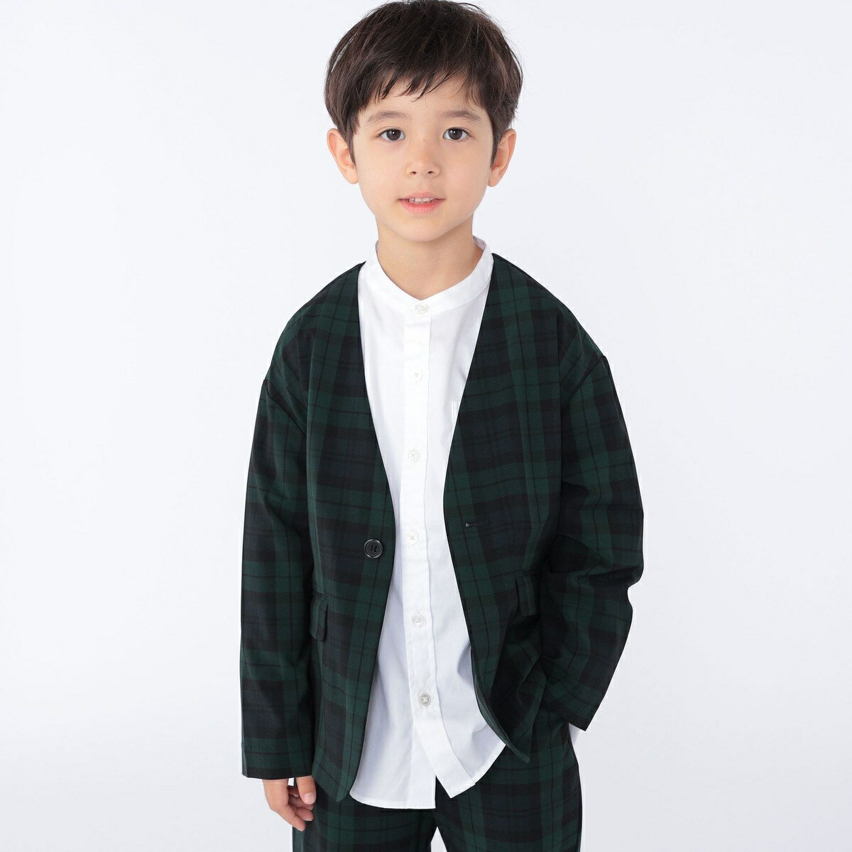 SHIPS KIDS:100〜130cm /〈多機能〉ブラックウォッチ ノーラペル ジャケット／シップス（SHIPS）