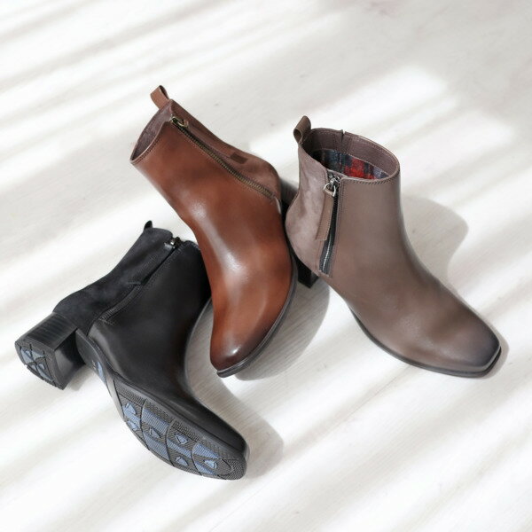 【防滑 断熱】サイドファスナーショートブーツ/21486／モードカオリ（MODE KAORI）のサムネイル