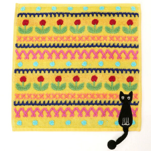 【25×25cm】 タオルハンカチ 子猫のいる庭 (レディース)(Atsuko Matano)/アツコ・マタノ(ATSUKO MATANO)