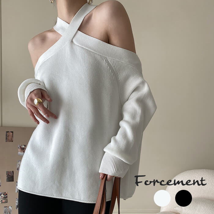クロスネックオフショルニット／フォースメント（Forcement）