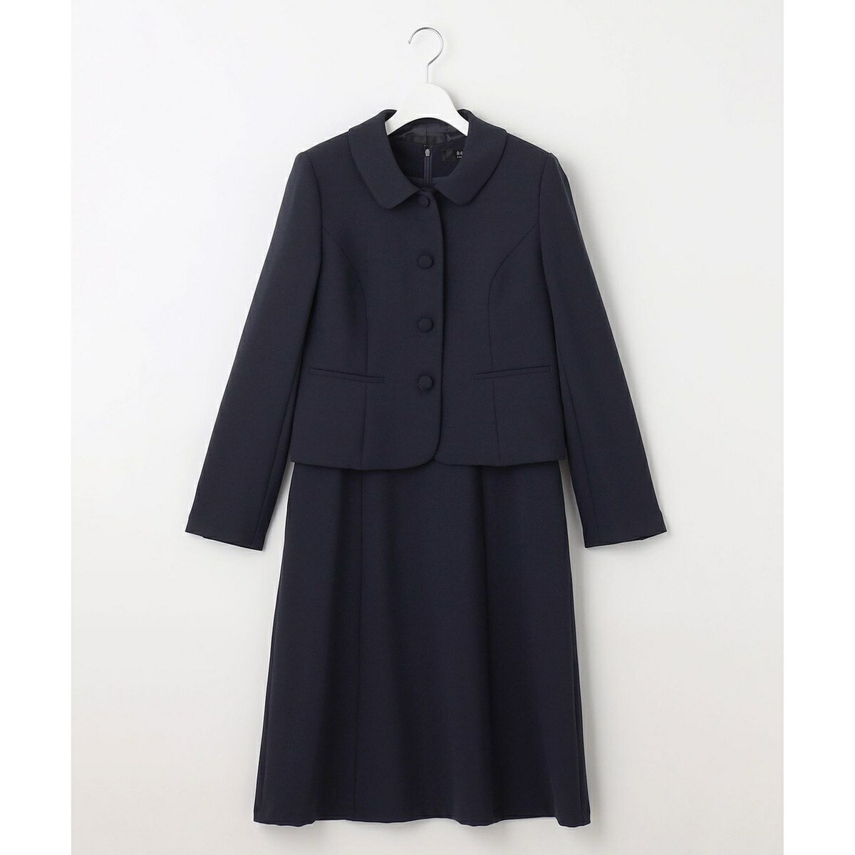 【お受験/セレモニーに】濃紺洗える/ストレッチワンピース+ジャケット/自由区(JIYU-KU)