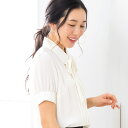 【洗える / UVカット 】 リボンタイブラウス 半袖 シアーシャツ S~4L/アッドルージュ(Addrouge)