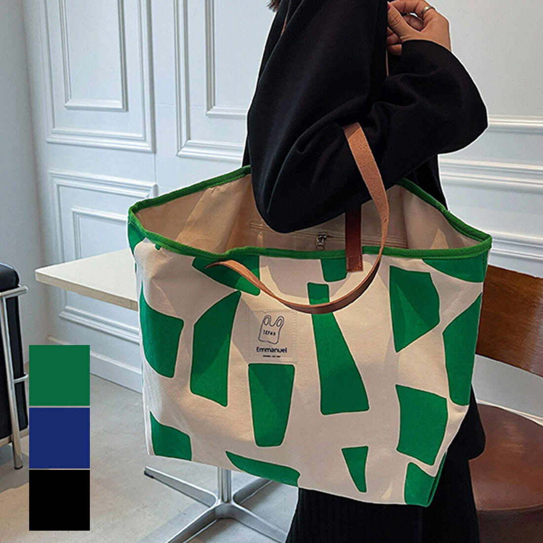 全面プリントデザインキャンバストートバッグ／メゾンドラティール（maison de LATIR）