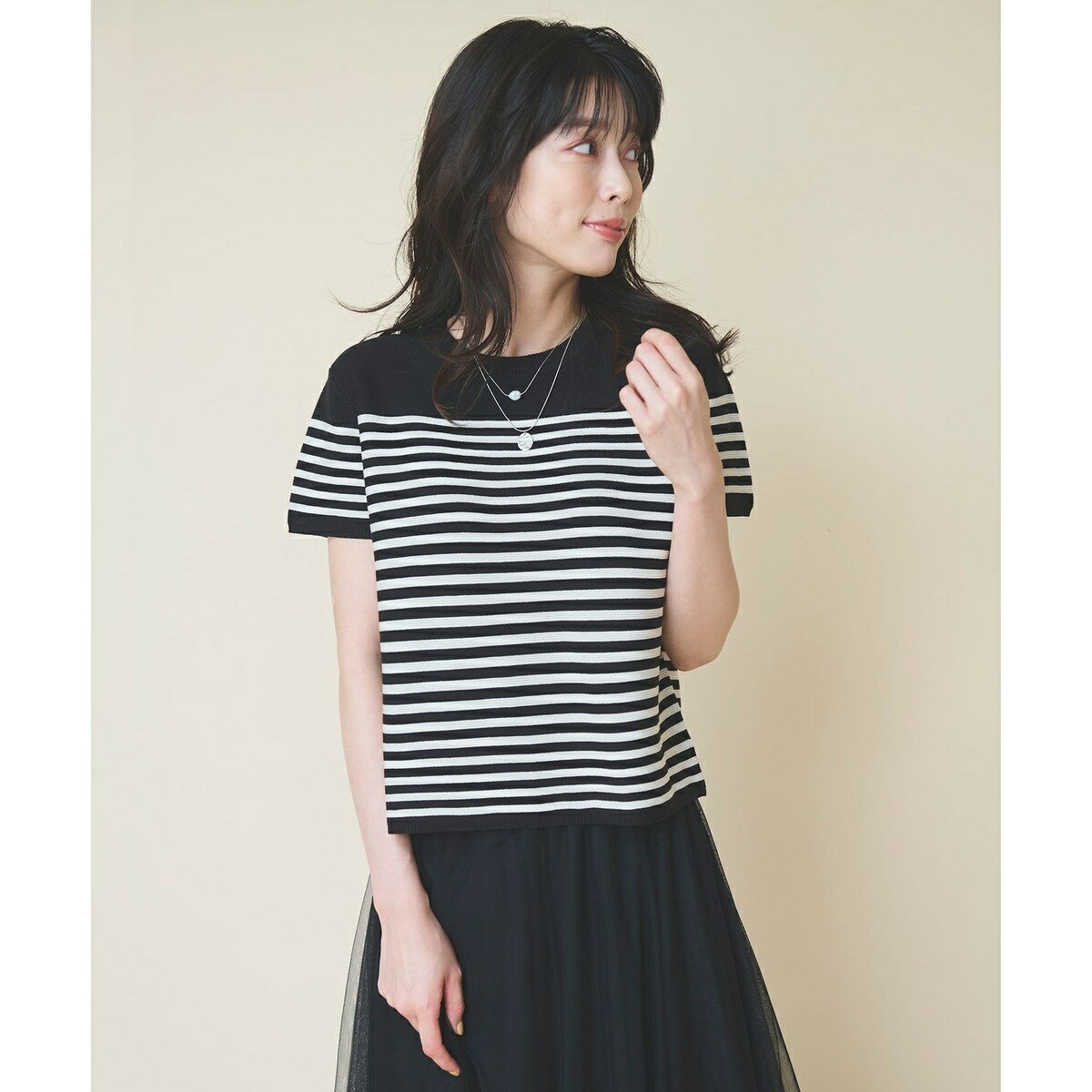 【洗濯機可】クロップド丈ガーターニット／エニィ（any FAM）