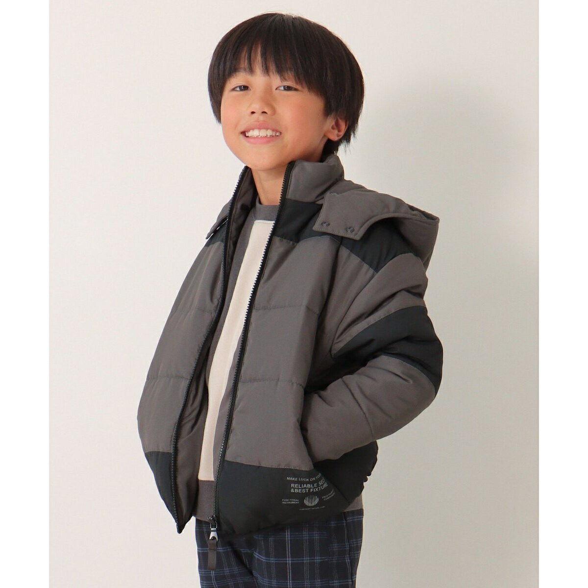 フード脱着中綿切り替えジャケット（120?160cm）／イッカ（ikka）