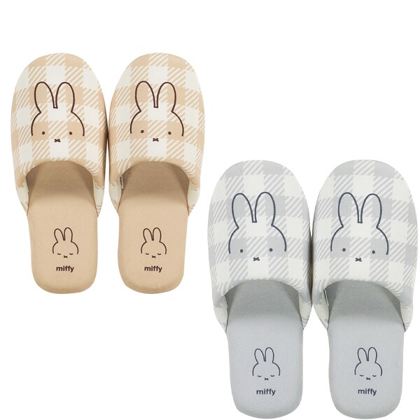 ギンガムチェックと線画のミッフィーが可愛らしい、ソフトスリッパ／S.D.S （SenkoDesignStudio）