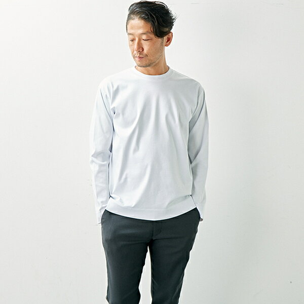 シルケットスムースクルーネックロングスリーブTシャツ／メンズメルローズ（MEN'S MELROSE）