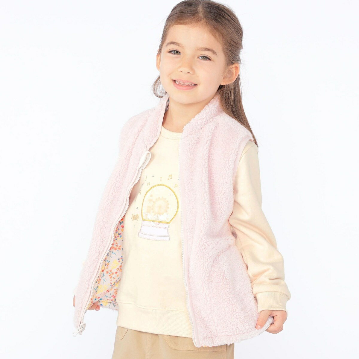 SHIPS KIDS:100〜130cm /〈撥水/手洗い可能〉ボア リバーシブル ベスト／シップス（SHIPS）