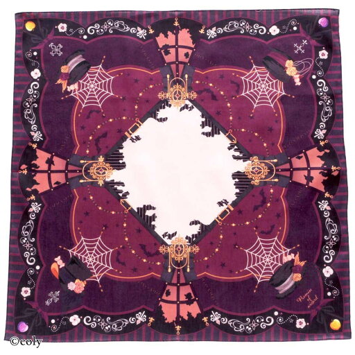 【52×52cm】 魔法使いの約束 黒猫と魔法使いのワルツ プリントハンカチ/ブルーミング(BLOOMING) 【52×52cm】 魔法使いの約束 黒猫と魔法使いのワルツ プリントハンカチ/ブルーミング(BLOOMING)