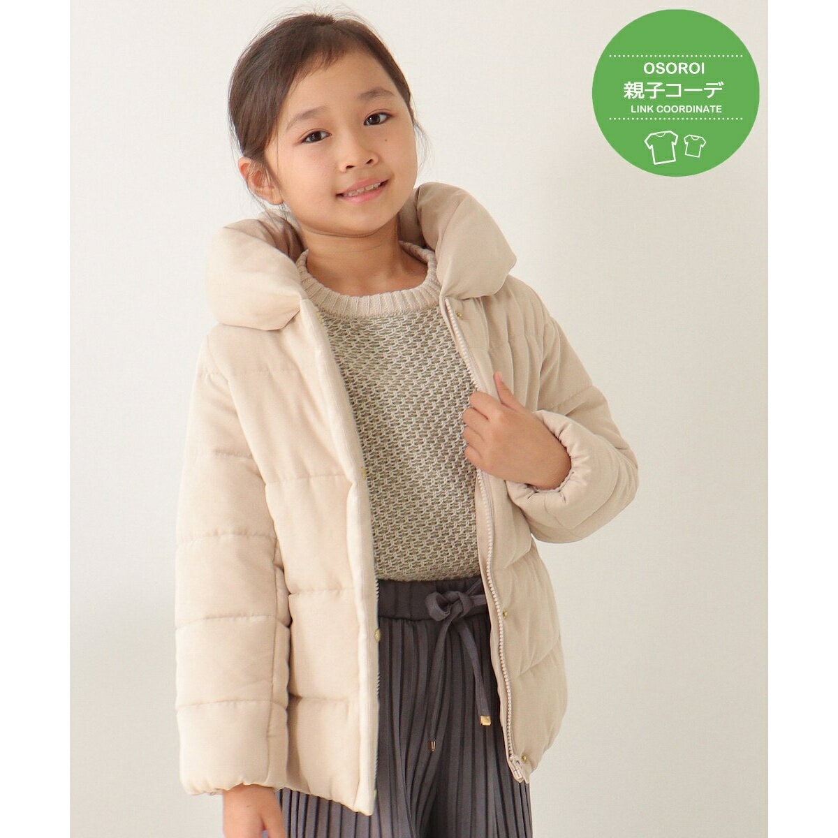 【親子コーデ】細コール中綿ジャケット（120?160cm）／イッカ（ikka）