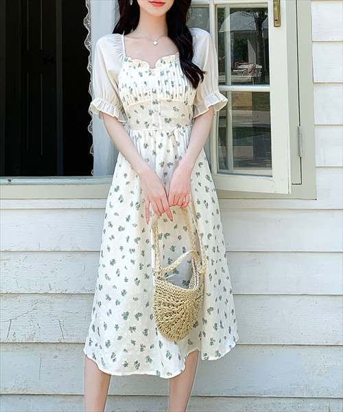 レディース 2WAY小花柄フリルオフショルワンピース／テディショップ（TeddyShop）