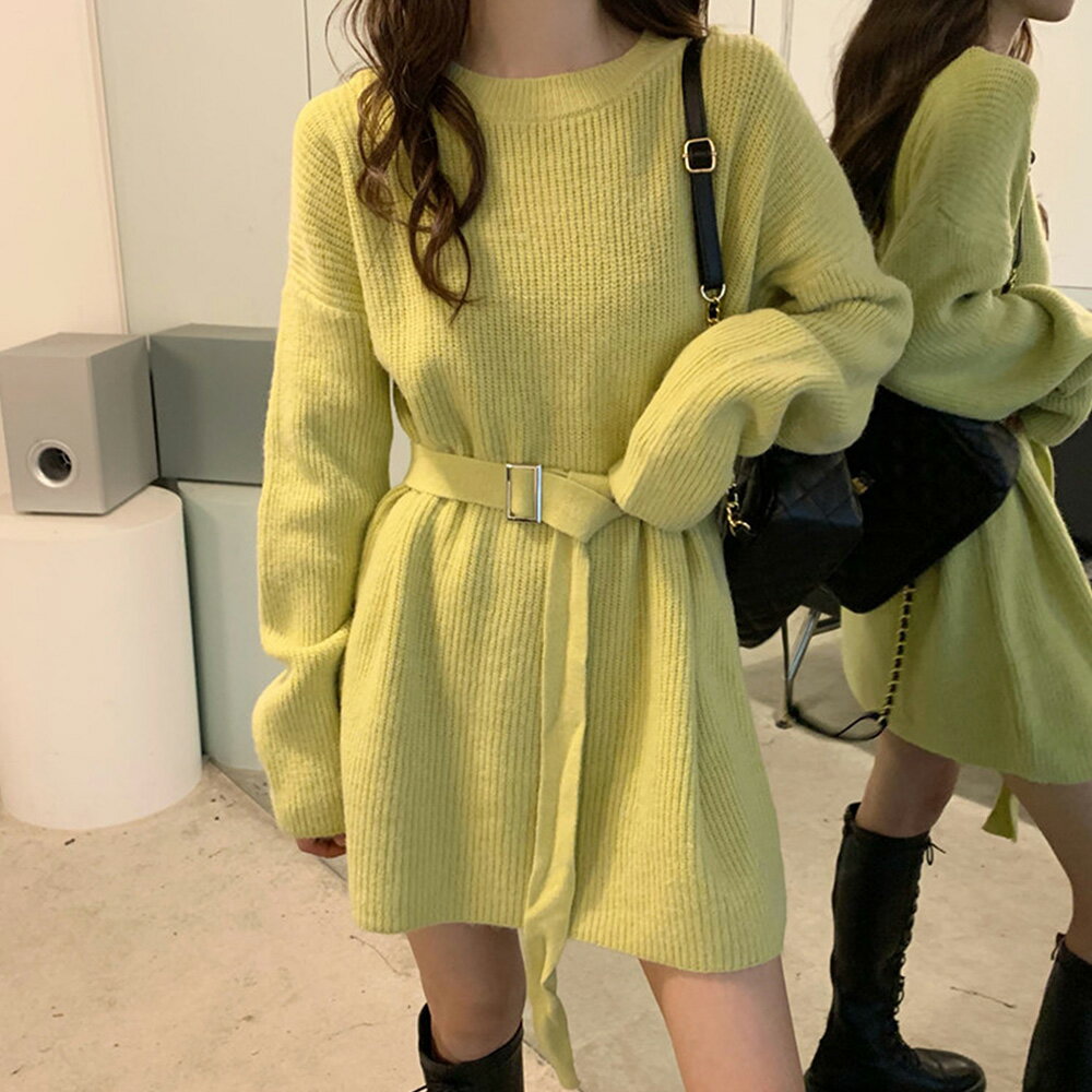 ベルト付きニットチュニック／デューリリー（Dewlily）