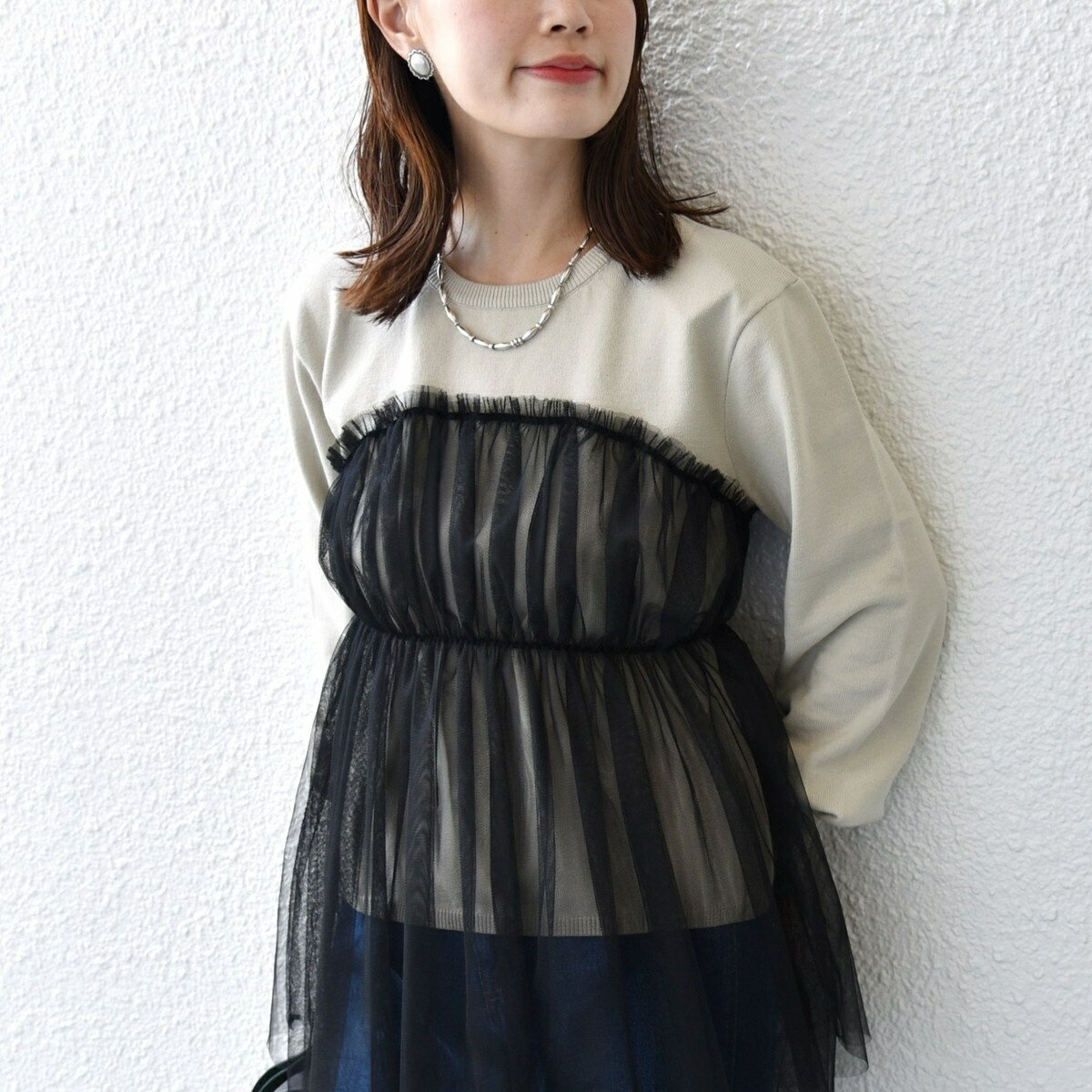 * 〈手洗い可能〉チュール ドッキング ニット ◇／シップス（SHIPS）のサムネイル