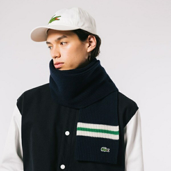 ラコステ マフラー リブニットラインマフラー／ラコステ（LACOSTE）