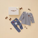ボーダー柄長袖Tシャツ&ベビースパッツセット【BOX付き】/ミキハウス ホットビスケッツ(MIKIHOUSE HOT BISCUITS)