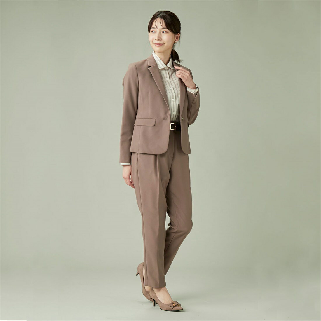 形態安定 ラウンド衿 長袖 レディースシャツ／ブリックハウス（BRICKHOUSE）