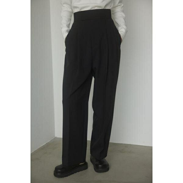 wide belt tuck pants／ブラック バイ マ