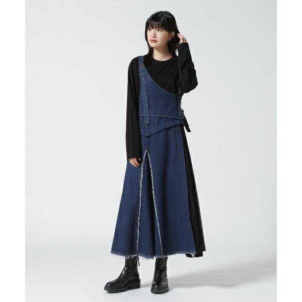 AULA AILA／アウラアイラ／SIDE TULLE DENIM JUMPER SKT／ロイヤルフラッシュ（ROYAL FLASH）