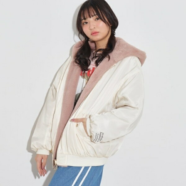 【リバーシブル】ガーリーエコファーブルゾン／ピンクラテ（PINK-latte）のサムネイル