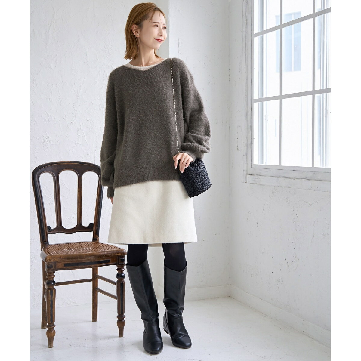 シャギーVネックニットプルオーバー／ロペピクニック（ROPE' PICNIC）