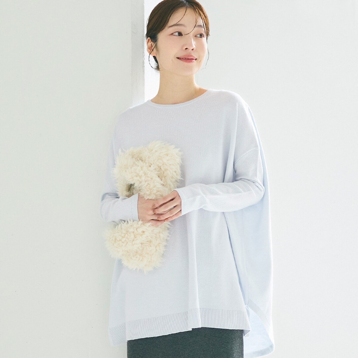 【新色登場】クルーネックニットチュニック 全7色／コカ（coca）