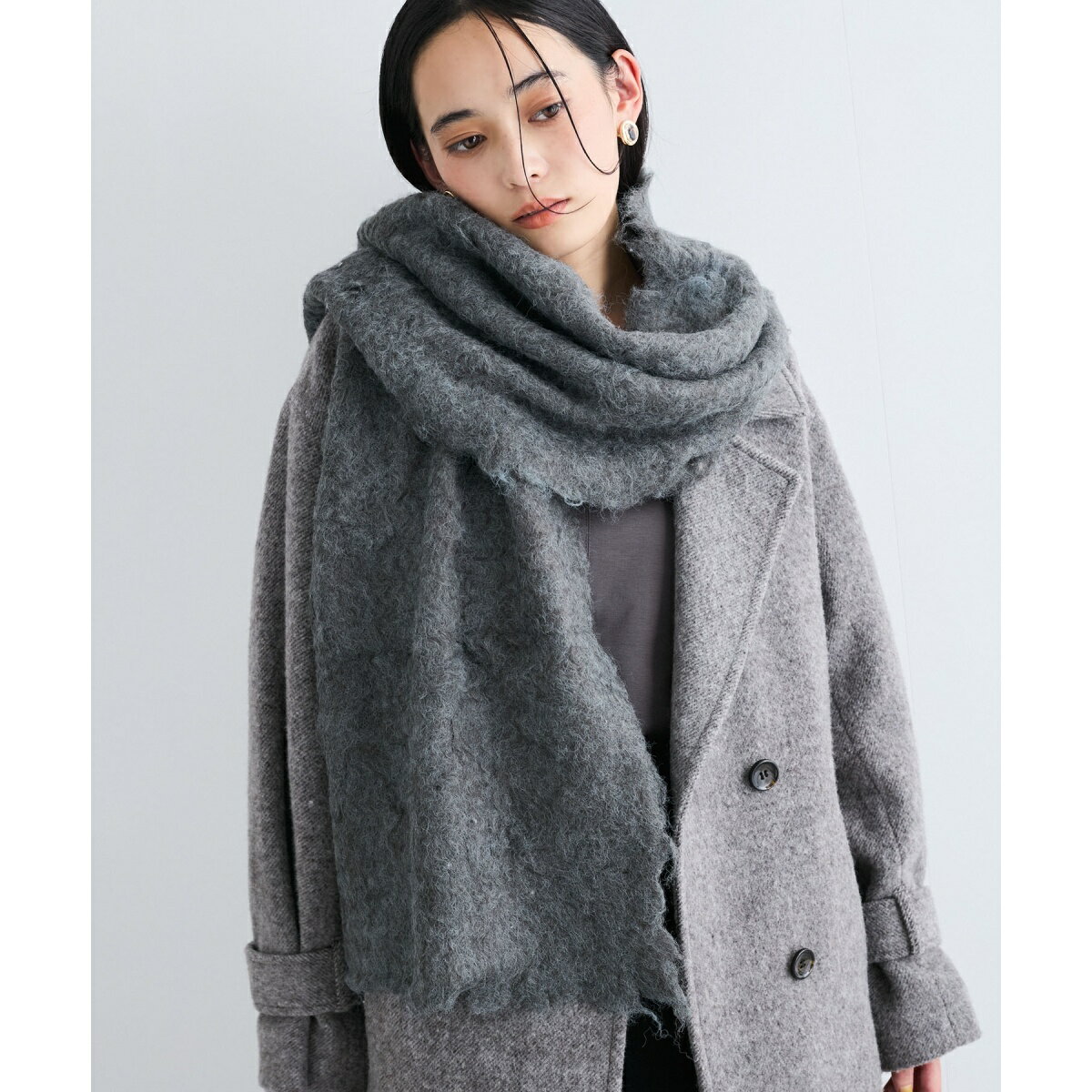 ふわふわ毛混シャギーストール／ビス（VIS）