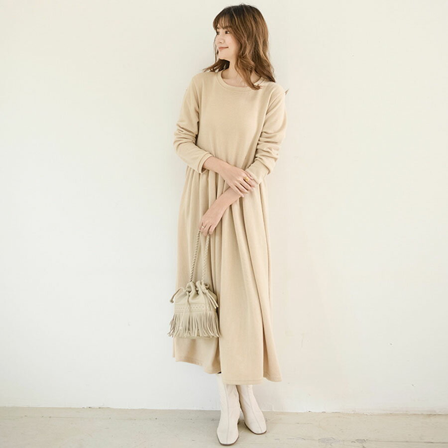 ハイウエストワンピース ワンピース 長袖 ロング スカート／ドゥーベル（Doux Belle）