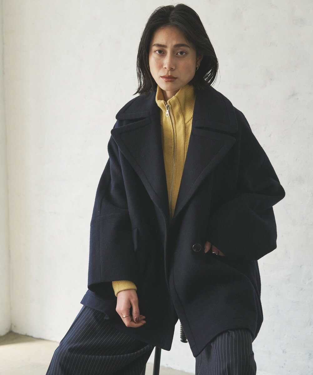 【Audrey and John Wad】ウールビーバービッグカラーハーフコート／オードリーアンドジョンワッド（Audrey and John Wad）のサムネイル