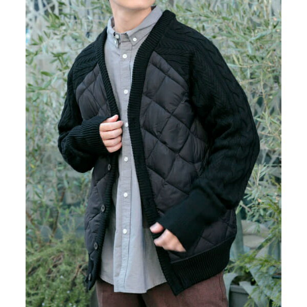 タイオン ダウンジャケット メンズ TAION　DOWN+KNIT Vneck CARDIGAN／アイテムズ アーバンリサーチ（ITEMS URBAN RESEARCH）