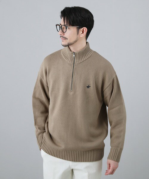 ワンポイントハーフジップセーター／ビバリーヒルズポロクラブ（BEVERLY HILLS POLO CLUB）