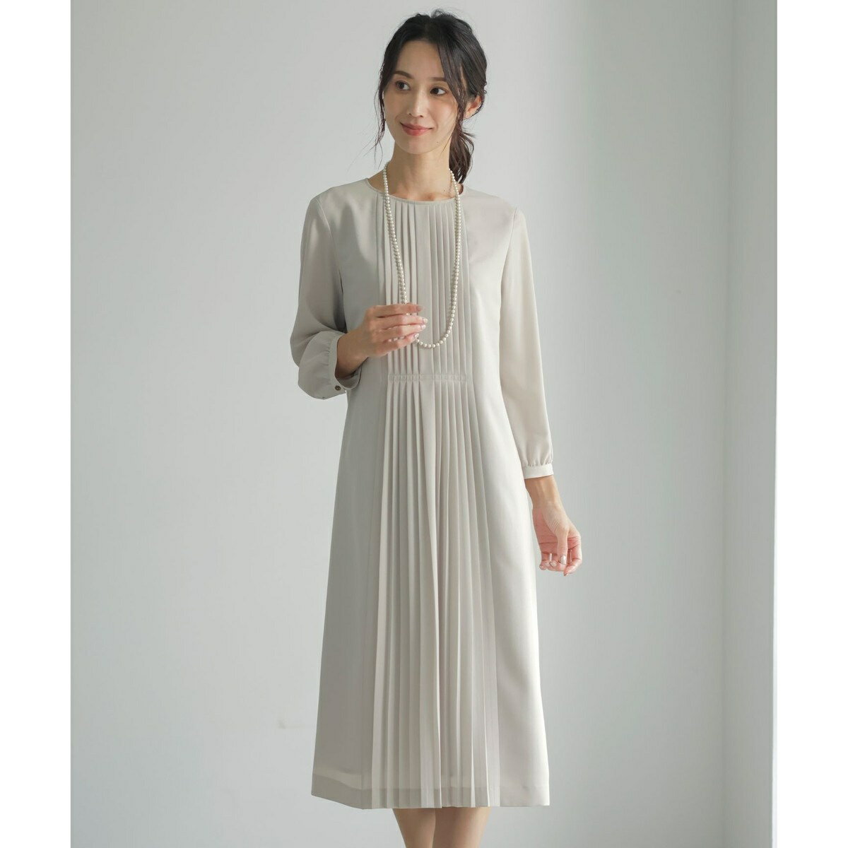 【洗える】ノルディス2wayジョーゼット フロントプリーツ ワンピース／Jプレス（J.PRESS）