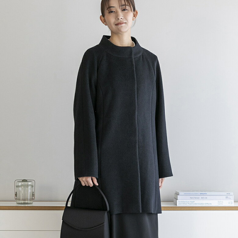 【未使用★定価70，000円】Мサイズ 東京ソワール アンゴラ混比翼ロングチェスターコート/グレー▲ベルト欠品 (1)