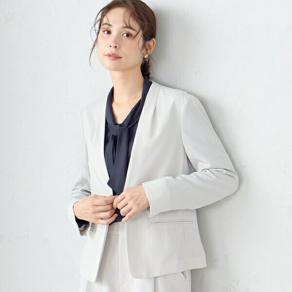 【セットアップ対応】ポリエステルツイル　ノーカラージャケット／コムサイズム（COMME CA ISM）