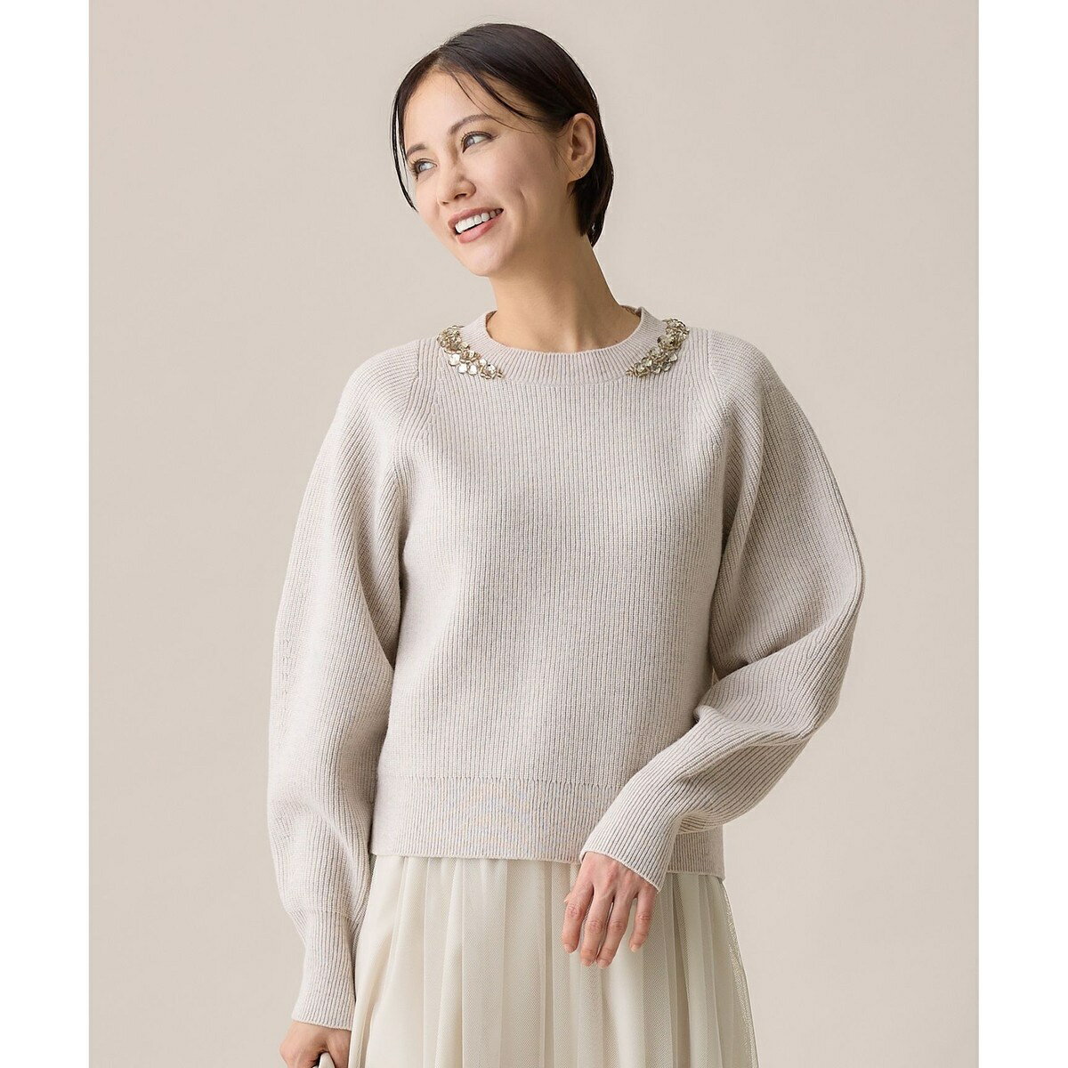 【カタログ掲載・洗える】ビジュー ニット／自由区（JIYU-KU）