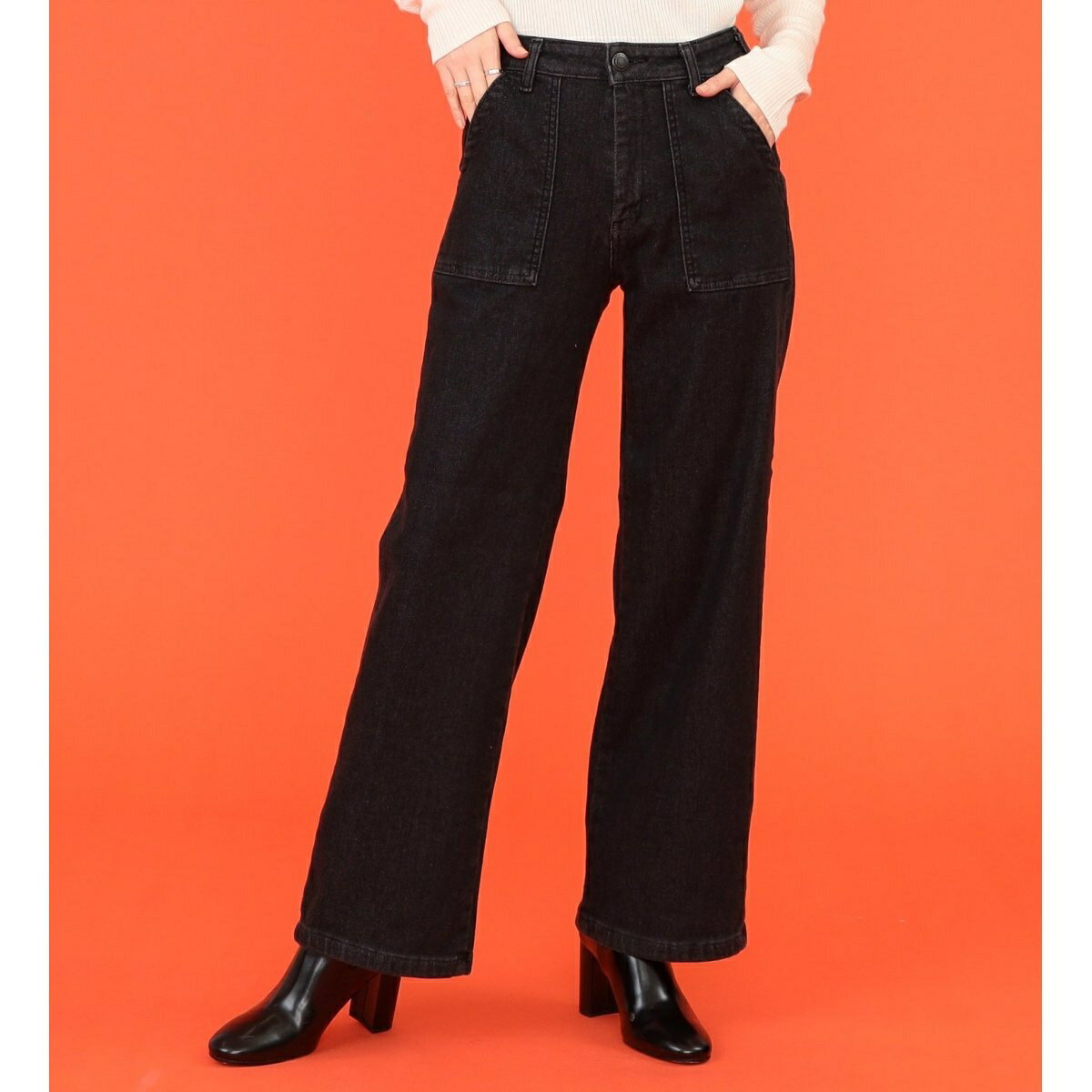 SOMETHING hiver BODY FIRE 裏起毛 ベイカーワイドデニムパンツ【暖】／サムシング（SOMETHING）のサムネイル