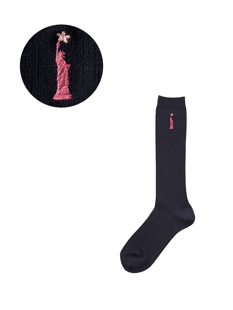 両面刺繍ハイソックス〈38cm丈/ラメピンク女神〉【スクール】【学生】【通学】【学校】／イーストボーイ（EAST BOY）