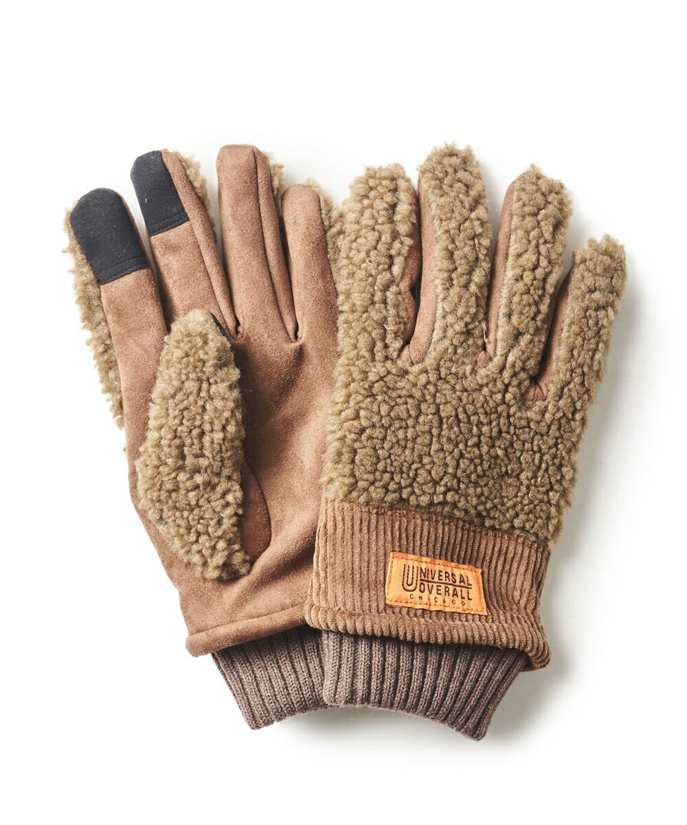 【UNIVERSAL OVERALL】コーデュロイ×ボア コンビネーショングローブ／アドポーション（ADPOSION）