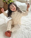 キッズ 長袖ニュアンスカラー総柄ルームウェアパジャマ 上下2点セット/テディショップ(TeddyShop)