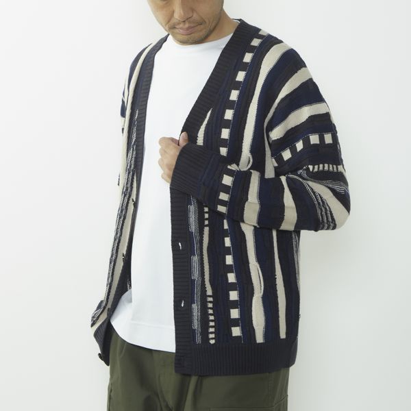 【MASTER FRAME/マスターフレーム】クージー柄ニットカーディガン／メンズメルローズ（MEN'S MELROSE）
