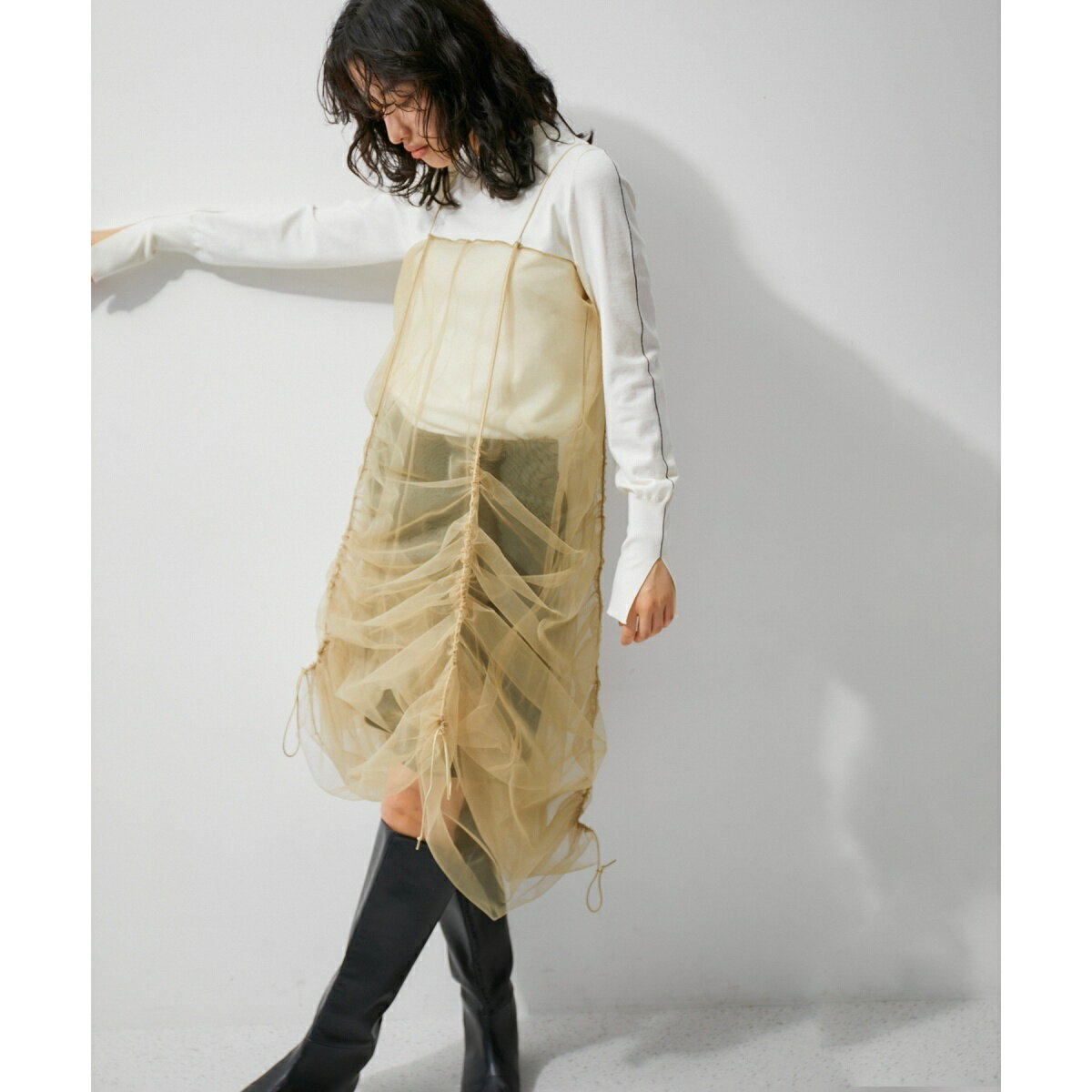 【逸品】ドロストリングチュールドレス／アダムエロペ（ADAM ET ROPE'）