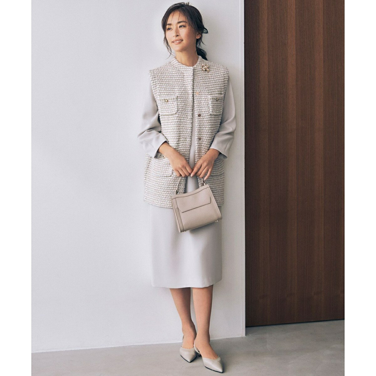 【セットアップ対応・洗える】トリアセダブルクロス ワンピース／自由区（JIYU-KU）